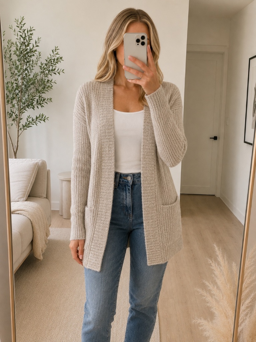 Express Tan Marled Oversized Cardigan XS
